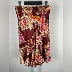90s Y2K 100% Silk itw By Claude Brown Women's PaisleyClassic Skirt Size 6